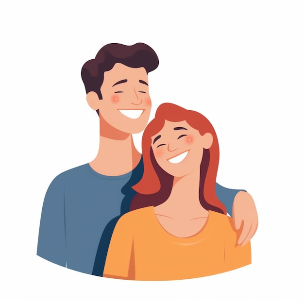 um homem e uma mulher estão sorrindo e se abraçando ai generativa