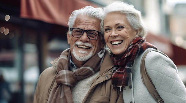 Um homem e uma mulher estão sorrindo e sorrindo