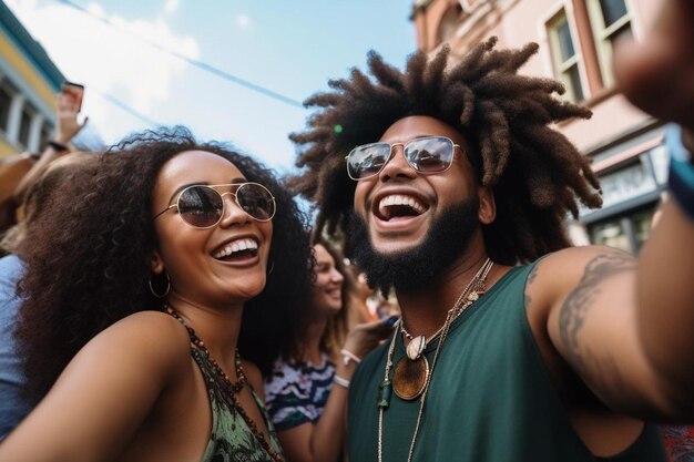 Foto um homem e uma mulher estão tirando uma selfie