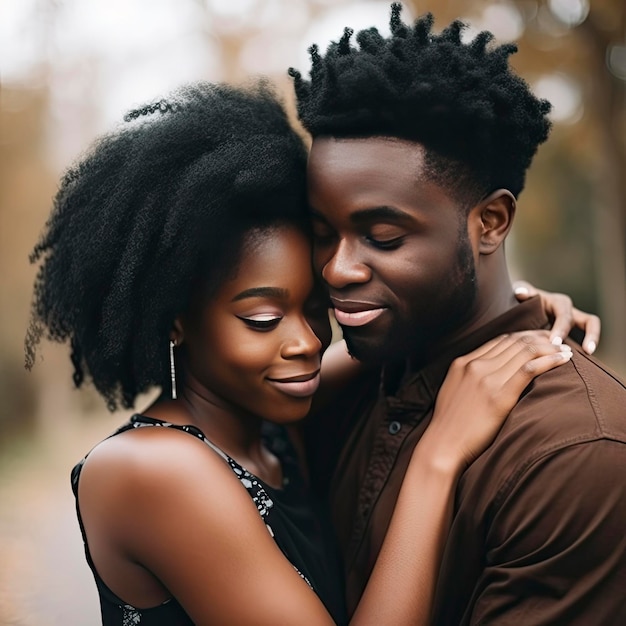 Um homem e uma mulher se abraçando e sorrindo, ambos de cabelo preto.