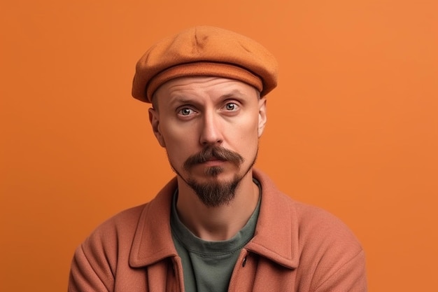 um homem em sessão de fotos de fundo de cor sólida com expressão de rosto nojento