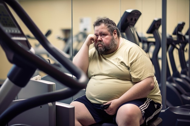 Foto um homem em uma academia com um aparelho de musculação