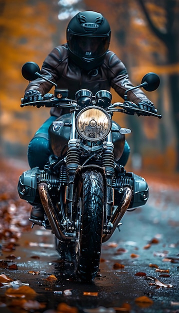 um homem em uma motocicleta com um capacete nele