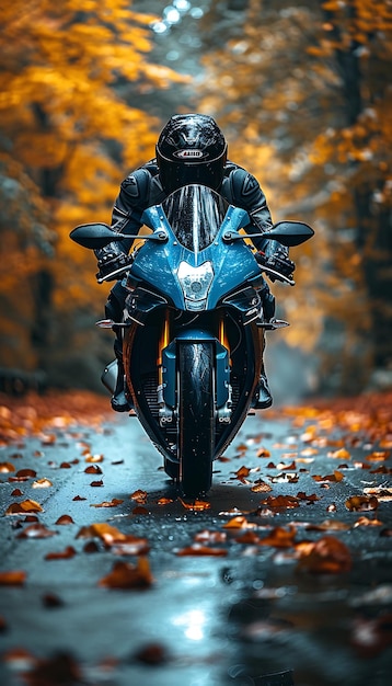 Foto um homem em uma motocicleta com um capacete