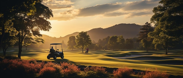 Um homem está a jogar golfe.