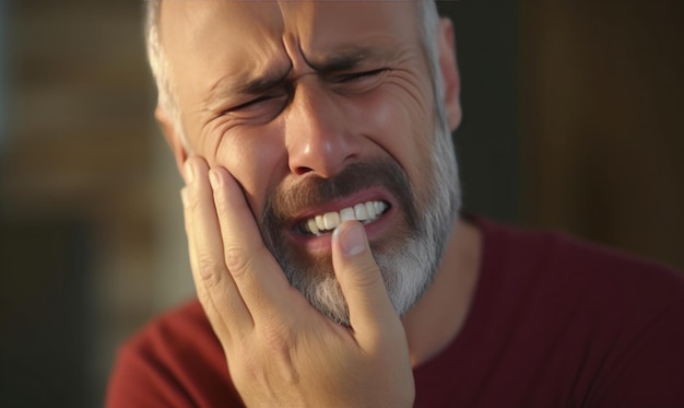 Foto um homem está com dor de dente