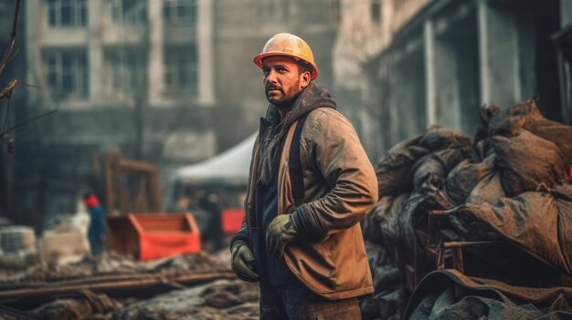 Um homem está em frente a um prédio que tem a palavra fogo.