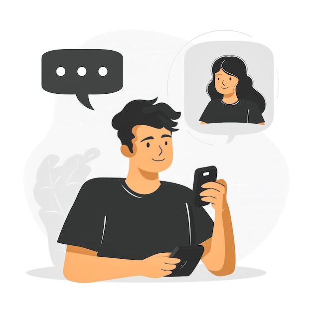 um homem está olhando para seu telefone e tem uma foto de uma pessoa nele