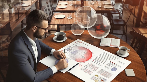 um homem lendo um jornal marketing de visualização de dados