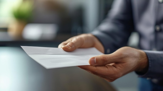 Foto um homem recebendo uma rescisão de emprego devido à redução de negócios