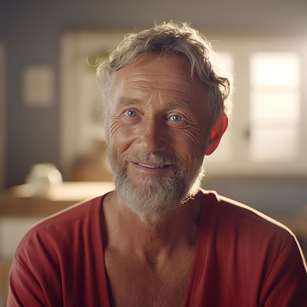 um homem sênior posando em um comercial de beleza