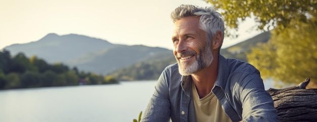 Um homem sorridente com barba.