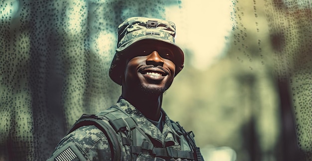 Um homem sorridente em uniforme militar