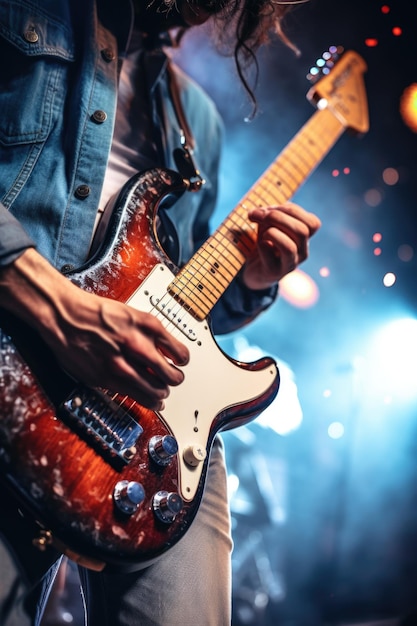 Foto um homem tocando guitarra adequado para projetos relacionados à música