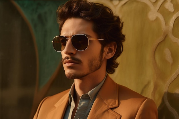 Um homem usando óculos escuros da coleção da marca