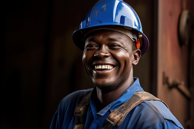 Um homem usando um capacete sorri para a câmera