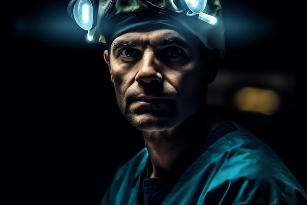 Um homem usando um chapéu e óculos com a palavra médico