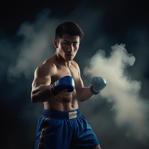 Foto um homem usando um cinto que diz boxeador