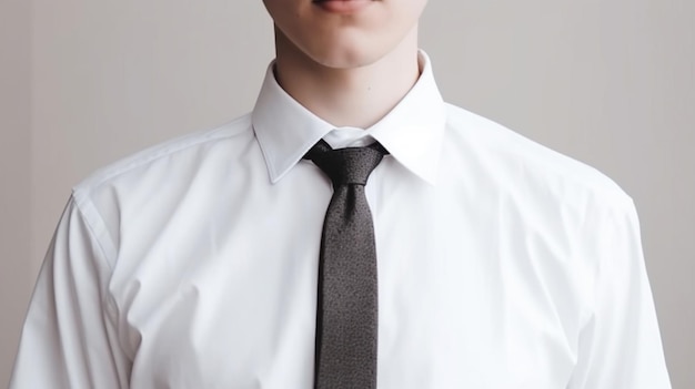 Um homem vestindo uma camisa branca e uma gravata preta