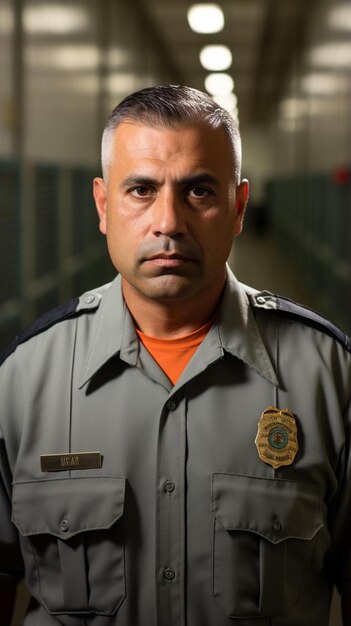 Foto um homem vestindo uma camisa que diz polícia