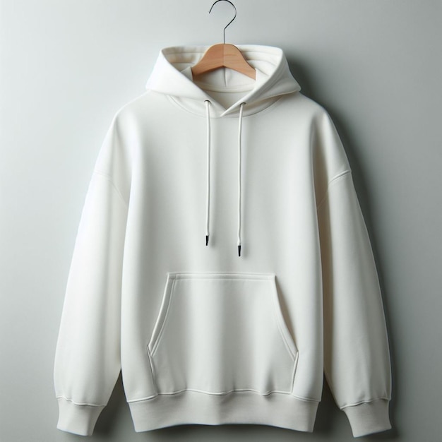 um hoodie branco com um zíper preto na frente