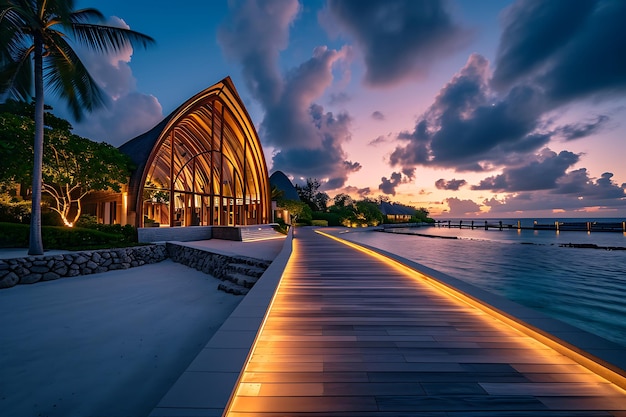 Um hotel de férias tropicais na praia