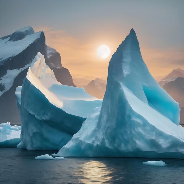 Um iceberg branco com uma luz nele.