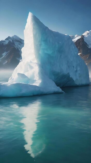 Um iceberg branco com uma luz nele.