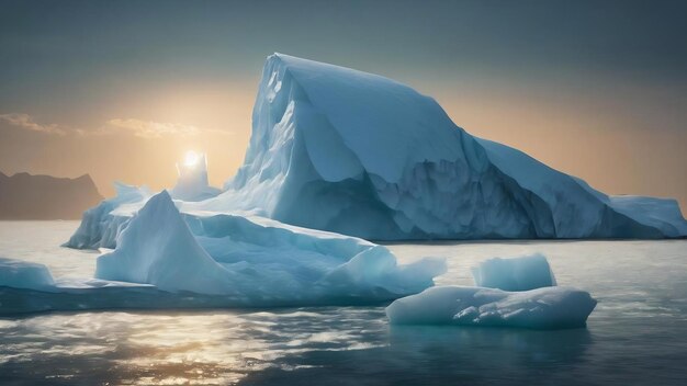 Um iceberg branco com uma luz nele.