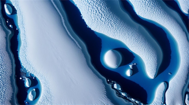 Um iceberg com fundo azul e um círculo branco no meio.