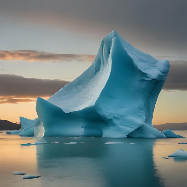 Um iceberg com um iceberg azul na água