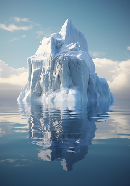 um iceberg flutuando na água em um dia ensolarado