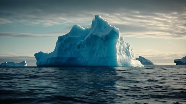 Um iceberg flutuando no oceano paisagem ártica e céu azul