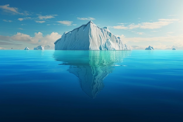 Um iceberg incrível com um iceberg escondido debaixo d'água no oceano a ponta do iceberg um conceito