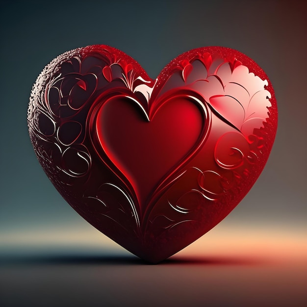 Um ícone 3D em forma de coração