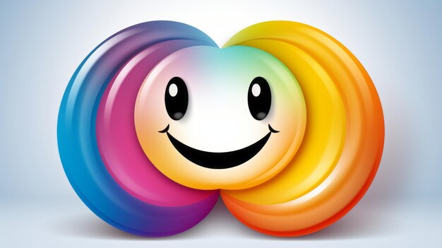um ícone de carinha sorridente da cor do arco-íris em um fundo azul