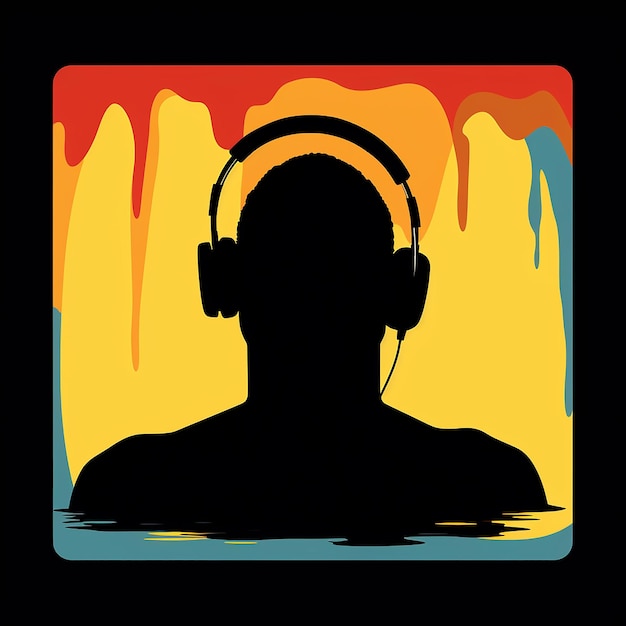 Um ícone de ipod com música em silhueta