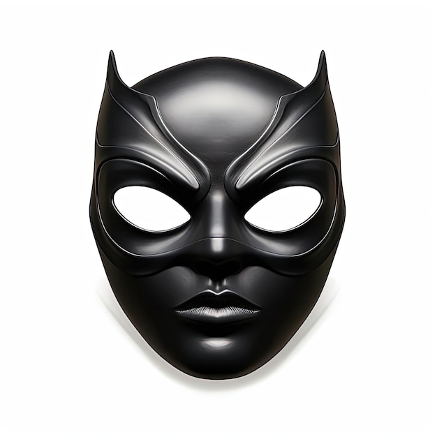 um ícone de máscara preta em um fundo branco no estilo de Bill Ward