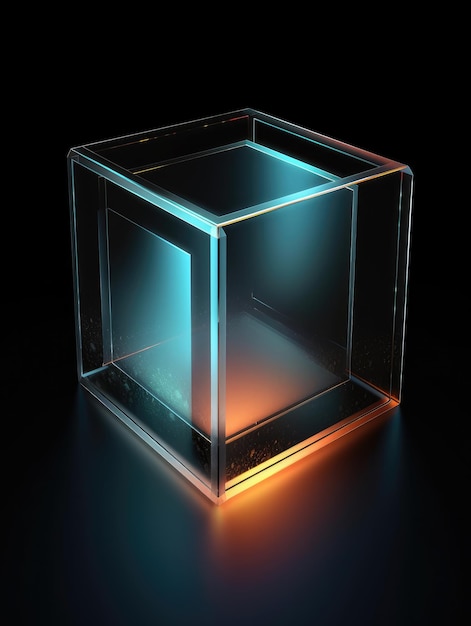 Um ícone de moldura digital com visão isométrica de vidro translúcido Generative AI