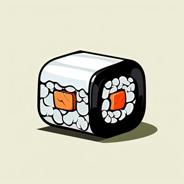 Foto um ícone de rolo de sushi em cima de um fundo branco no estilo de linha de contorno