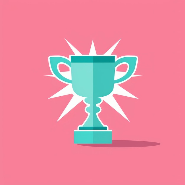 Foto um ícone plano de um troféu em um fundo rosa