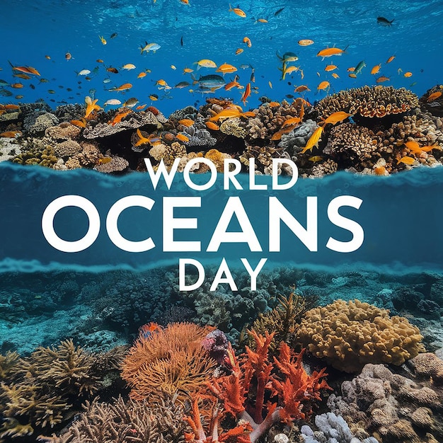 Um impressionante cartaz baseado em fotos celebrando o Dia Mundial dos Oceanos