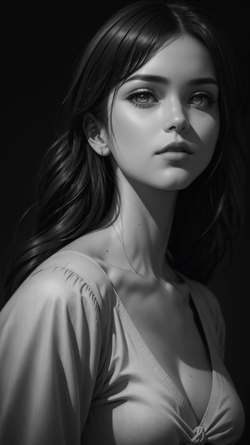 Um impressionante retrato em preto e branco de uma mulher glamorosa