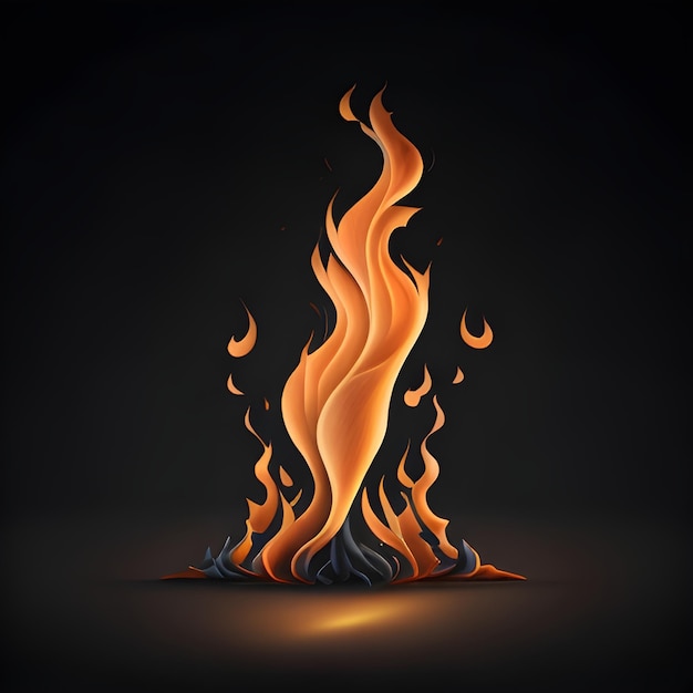 Um incêndio com chamas laranja em um fundo preto