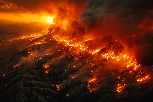 Um incêndio de cima.