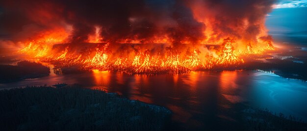 Um incêndio de cima.