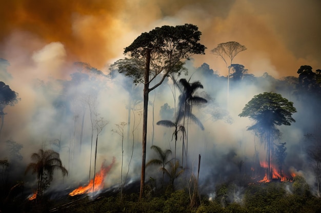 Um incêndio florestal no brasil está queimando na amazônia.