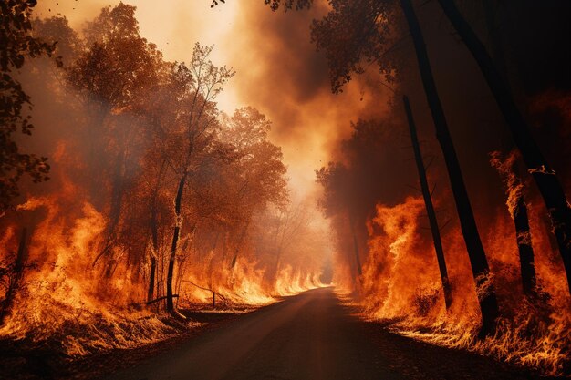 Um incêndio que assola uma floresta ilustrando os perigos das chamas descontroladas