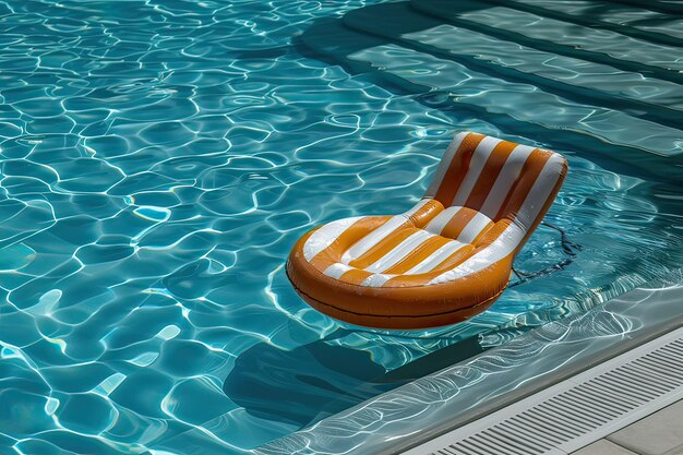 Foto um inflável laranja listrado em uma piscina ia generativa