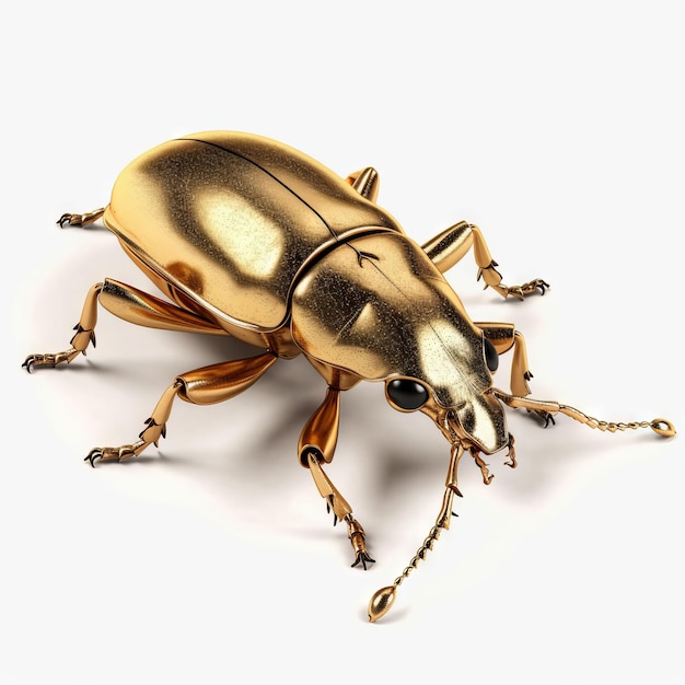 Um inseto dourado com uma tira preta na cabeça é mostrado.